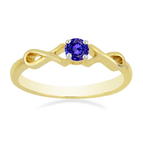 BUY 14K GOLD NATURAL TANZANITE GEMSTONE SINGLE STONE RING